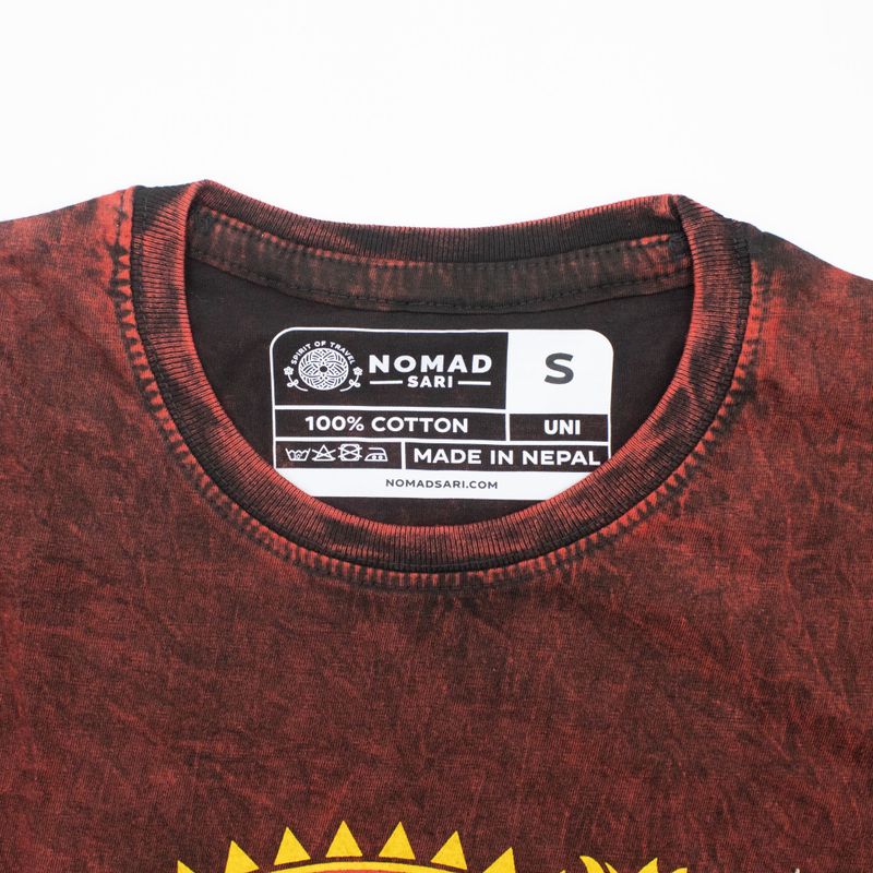 Nomad Sari stonewashed pamučna majica - Dragon Mandala - Bordo - S