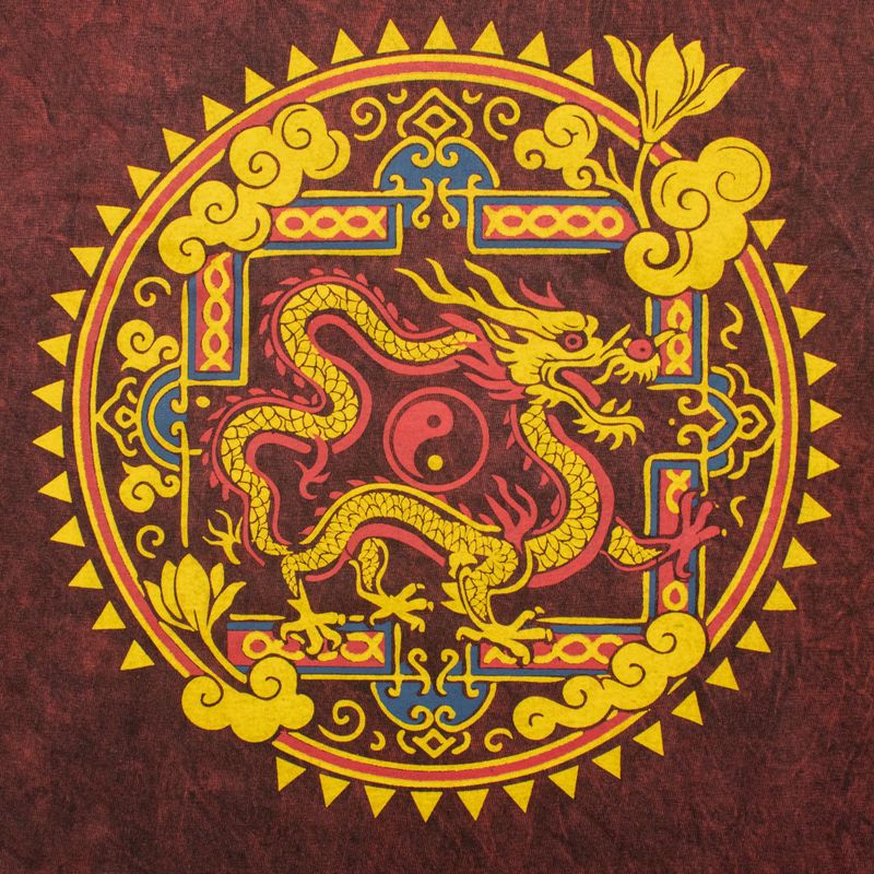 Nomad Sari stonewashed pamučna majica - Dragon Mandala - Bordo - S