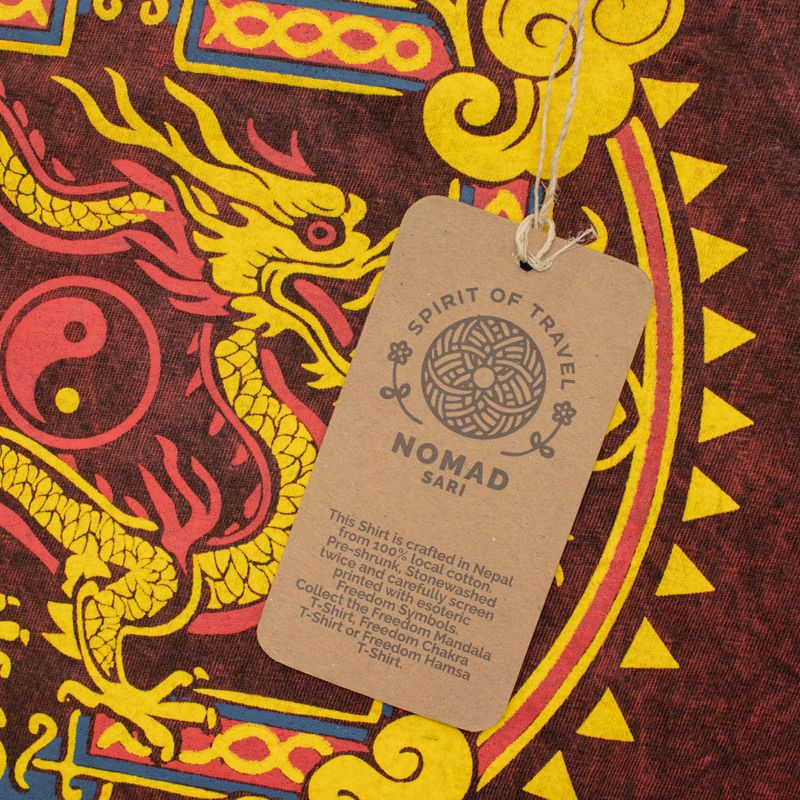 Nomad Sari stonewashed pamučna majica - Dragon Mandala - Bordo - S