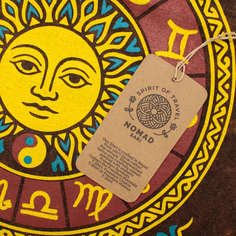 Nomad Sari stonewashed pamučna majica - Sunce & Zodijak - Smeđa - S