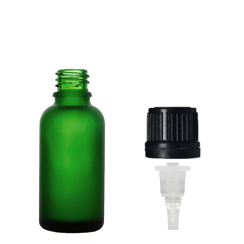 10 ml Mat zelena staklena bočica s kapaljkom i kapicom