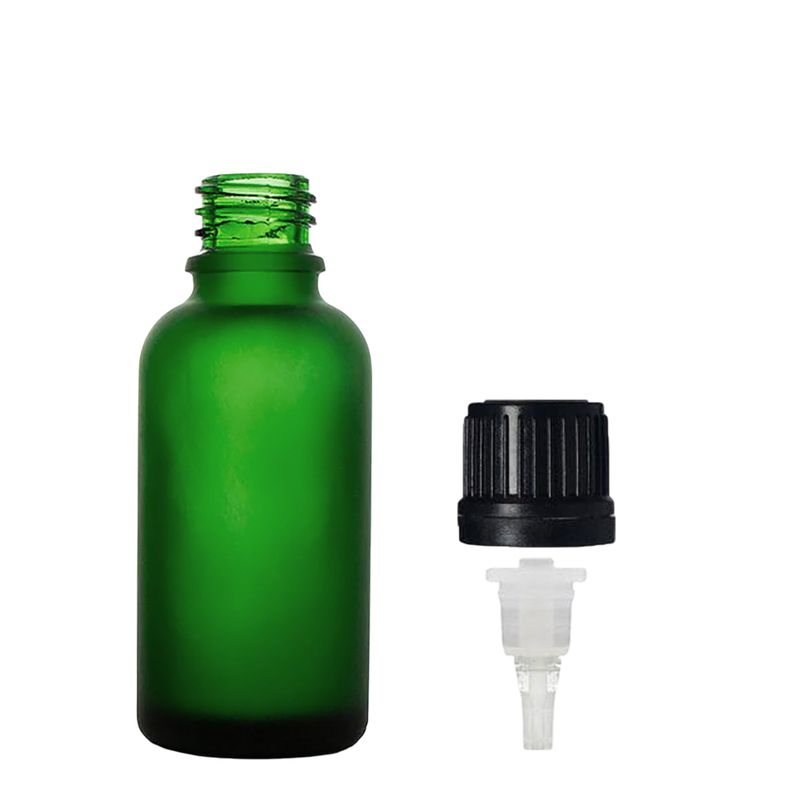 30 ml Mat zelena staklena bočica s kapaljkom i kapicom