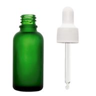 50 ml Mat zelena staklena bočica s kapaljkom i bijelom pipetom
