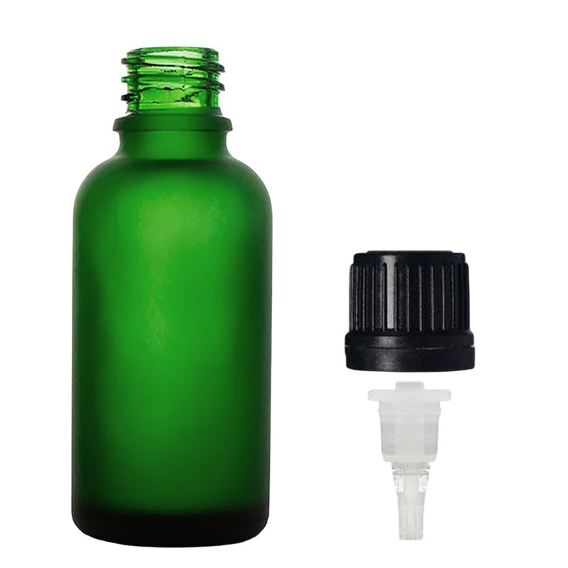 100 ml Mat zelena staklena bočica s kapaljkom i kapicom
