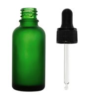 100 ml Mat zelena staklena bočica s kapaljkom i crnom pipetom