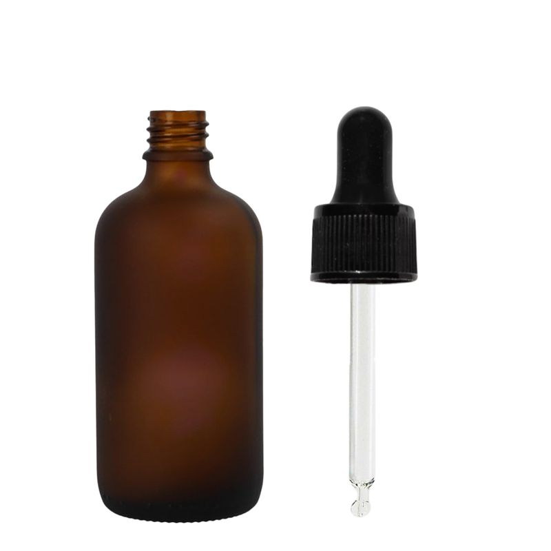 30 ml Mat jantarna staklena bočica s kapaljkom i crnom pipetom