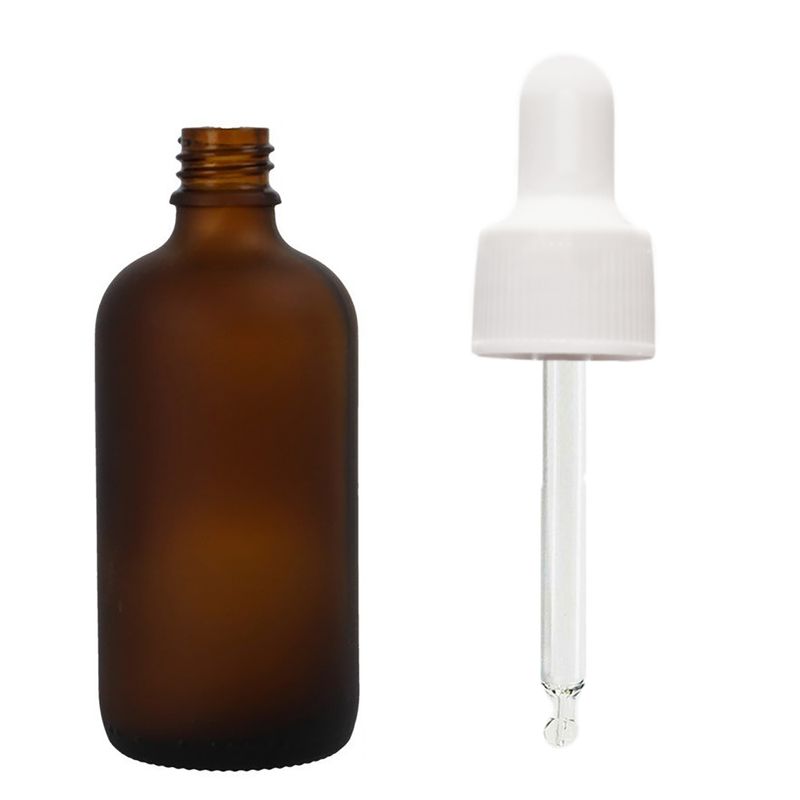 50ml Matirano staklo boje ambera bočica s kapaljkom i bijelom pipetom