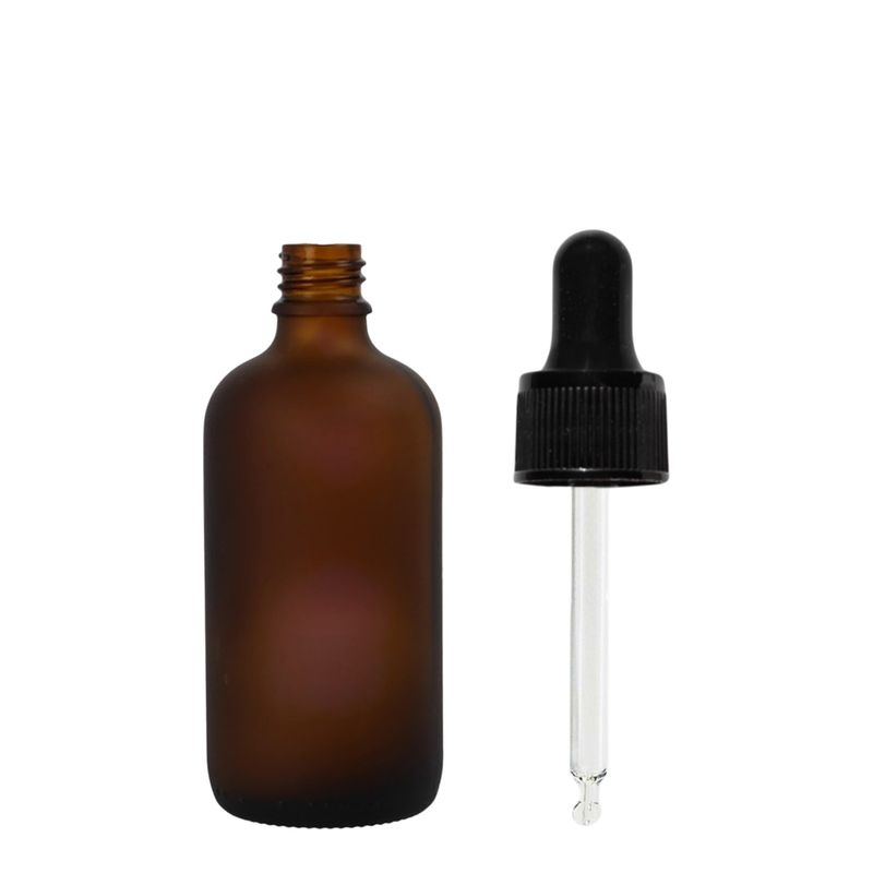10 ml Mat jantarna staklena bočica s kapaljkom i crnom pipetom