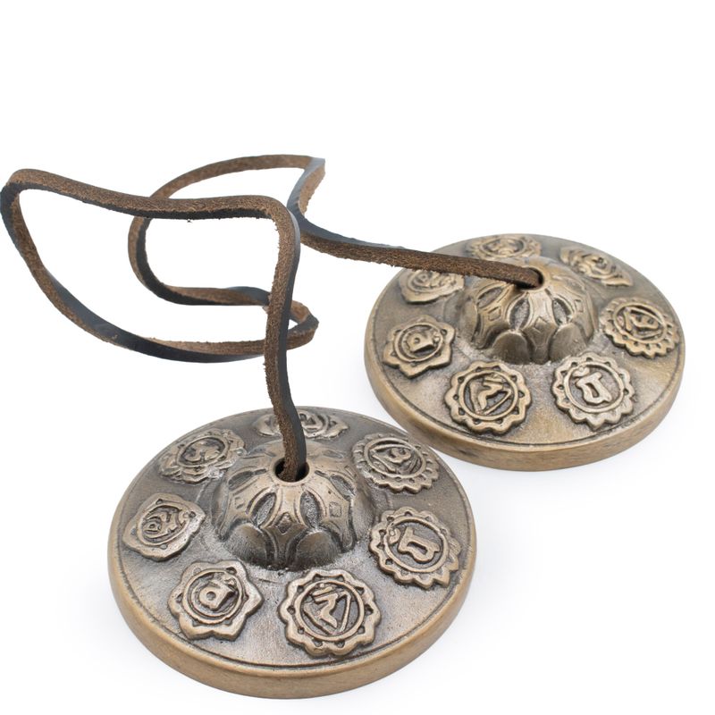 Premium Tibetanske Tingsha činijice od mesinga - Sedam čakri - cca 7 cm (255 g)