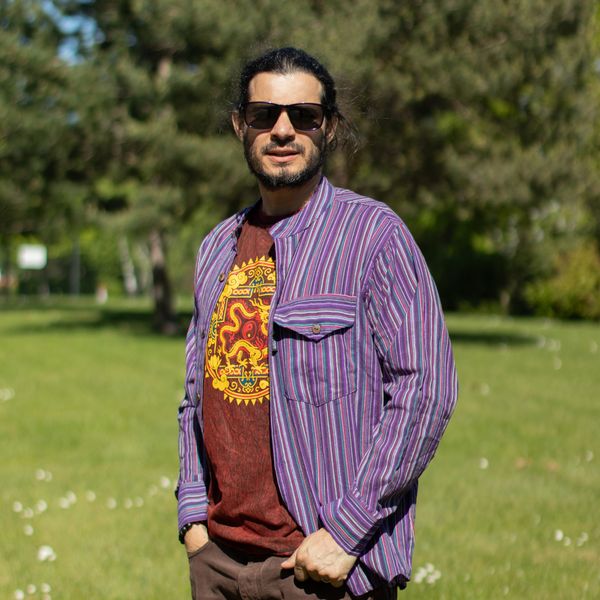 Nomad Sari Grandad košulja - Crno-ljubičasta - XL