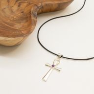 Indijski duhovni privjesak – posrebreni (crno uže 45 cm) – Ankh, simbol vječnog života