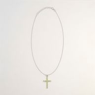 Indijski duhovni privjesak – posrebreni (lanac 45 cm) – Križ s peridotom