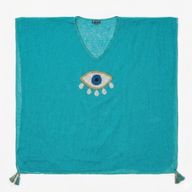 Nomad Sari na Med Kolekciji - Kaftan - Tirkizna s zlatnom i bijelom Veliko Zlo Oko