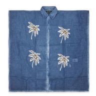 Nomad Sari u Mediteranskoj kolekciji - Kaftan - Plava s dekorom palmama u zlatnoj i bijeloj boji