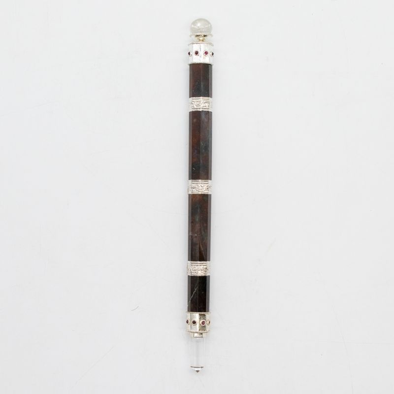 Bloodroot Sovereign štapić – ekstra dugački čarobni štapić od Fancy Jasper kamena s kristalnom kuglom – 26 cm