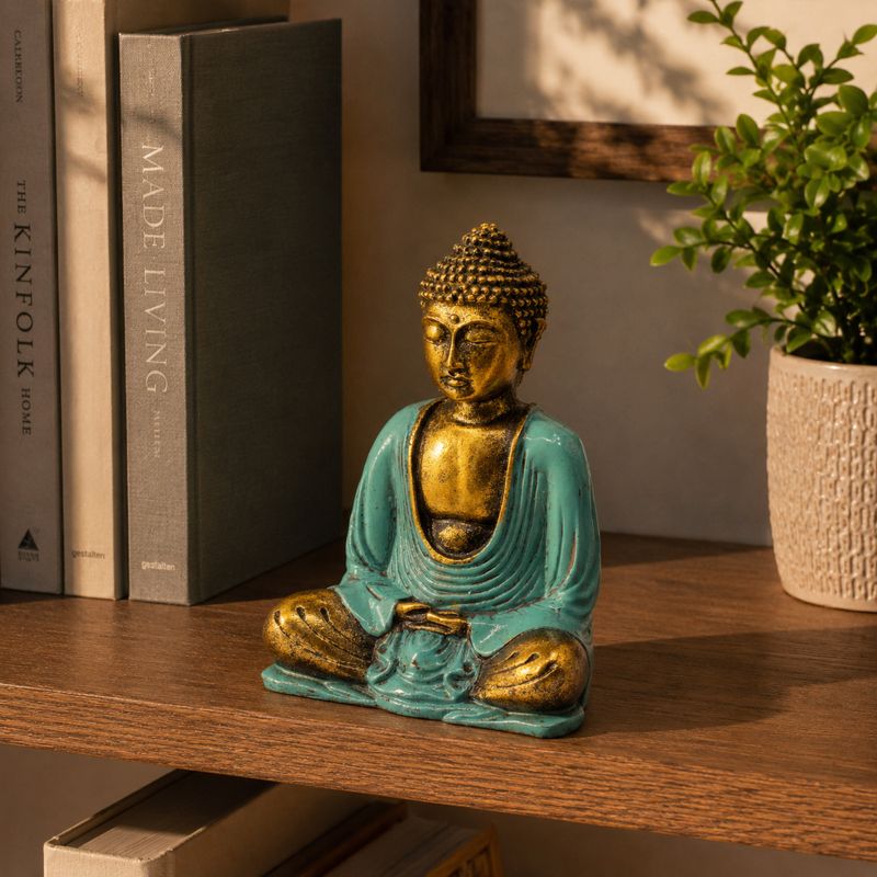 Tirkizno-plava i zlatna Buddha - Srednje veličine