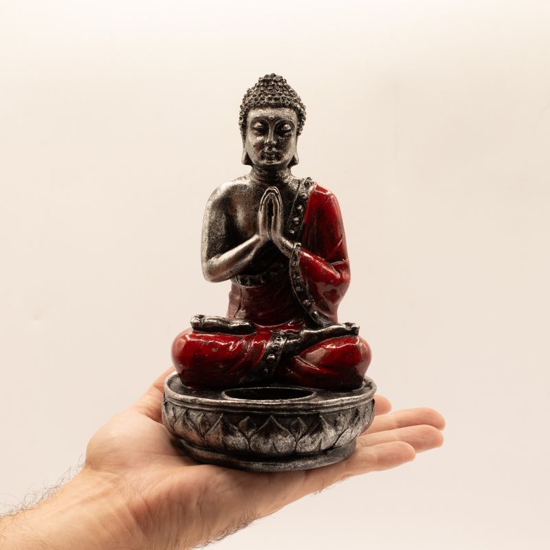 Buddha svijećnjak - crveni - srednji