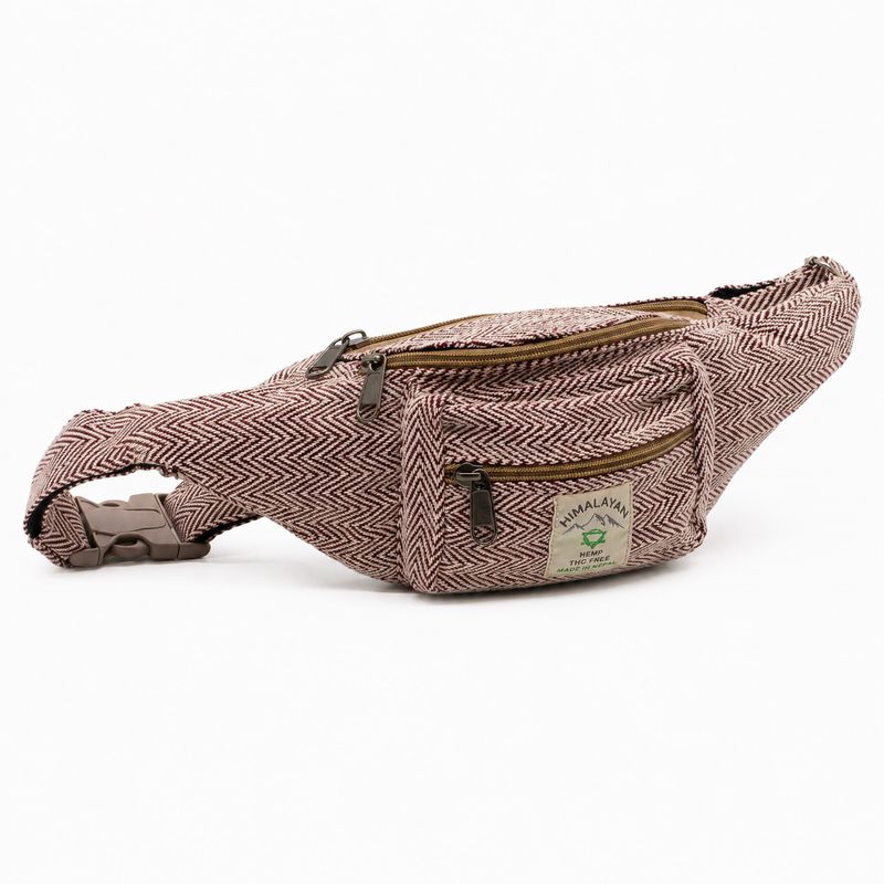 Torba na pojas u stilu pamuka i konoplje (ili Fanny torba) - vino crvena