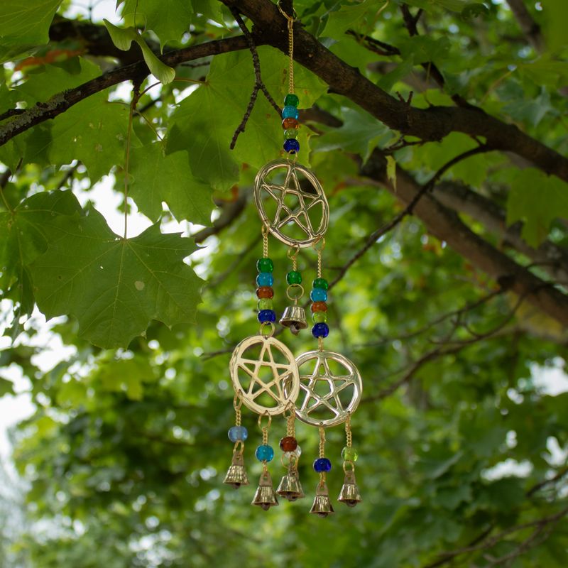 Indijski zvončići - mesing Tri-Pentagram - 7 zvona - 9,5x32 cm