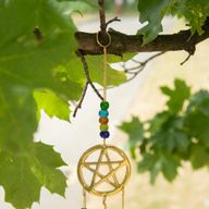 Indijski zvončići - mesing Tri-Pentagram - 7 zvona - 9,5x32 cm