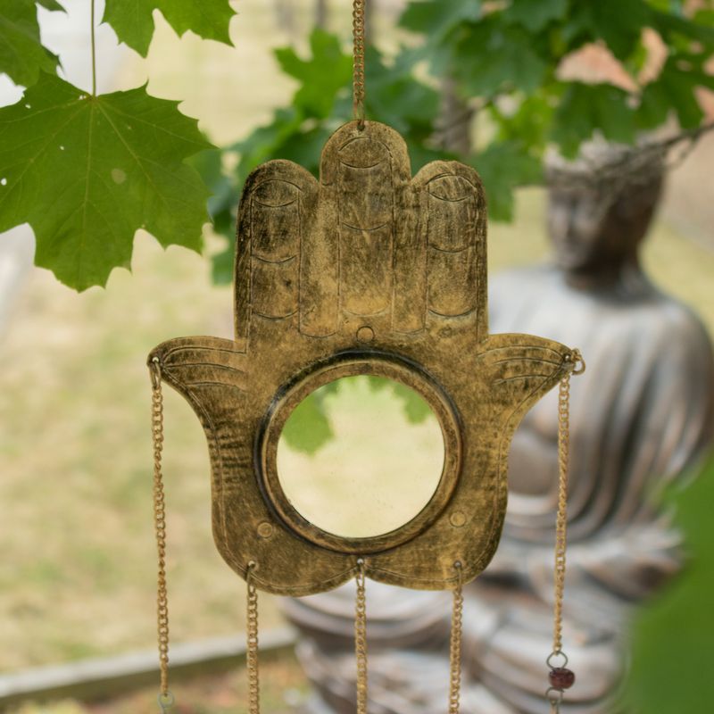 Indijski zvončići - Hamsa veliko ogledalo - 5 zvona - 19 × 65 cm