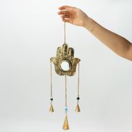 Indijski zvončići - Hamsa mali ogledalo 3 zvona - 14x55 cm