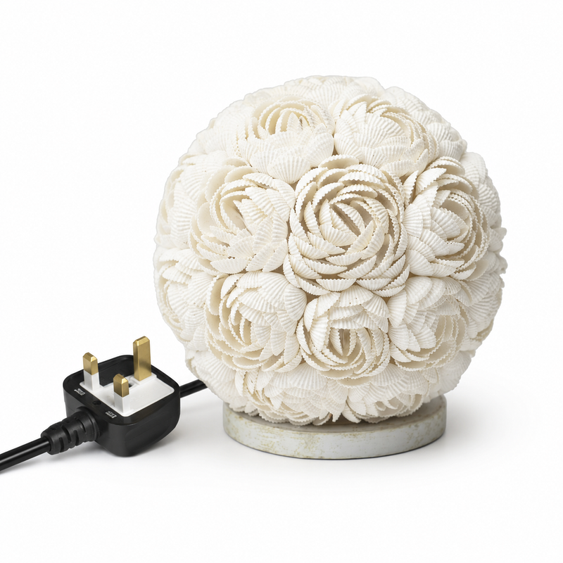 Boho lampa od morskih školjki - ružičasta kugla - 15 cm (UK)
