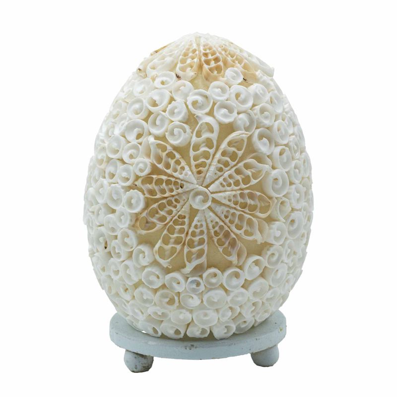 Boho lampa od morske školjke - izrezana umjetnička školjka ovalnog oblika - 15 cm