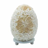 Boho lampa od morske školjke - izrezana umjetnička školjka ovalnog oblika - 15 cm