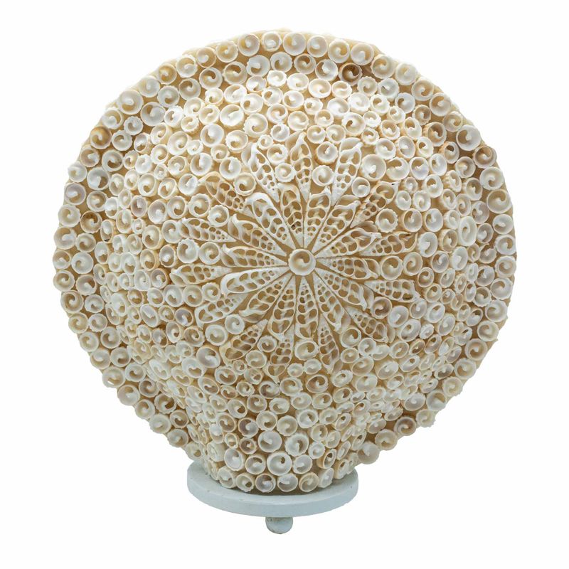 Boho lampa od morske školjke - izrezana umjetnička školjka, velika okrugla - 30 cm