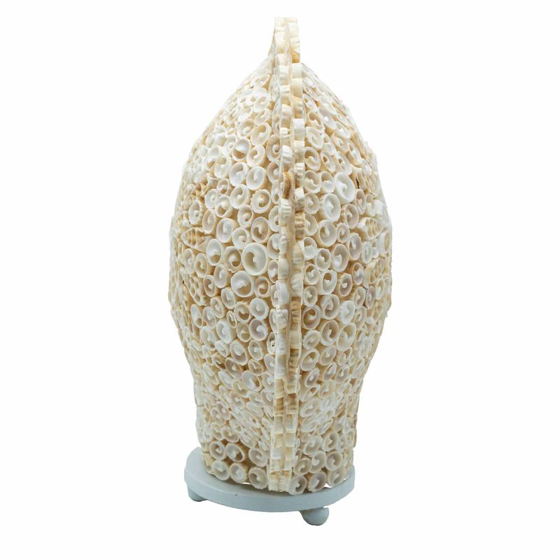Boho lampa od morske školjke - izrezana umjetnička školjka, velika okrugla - 30 cm