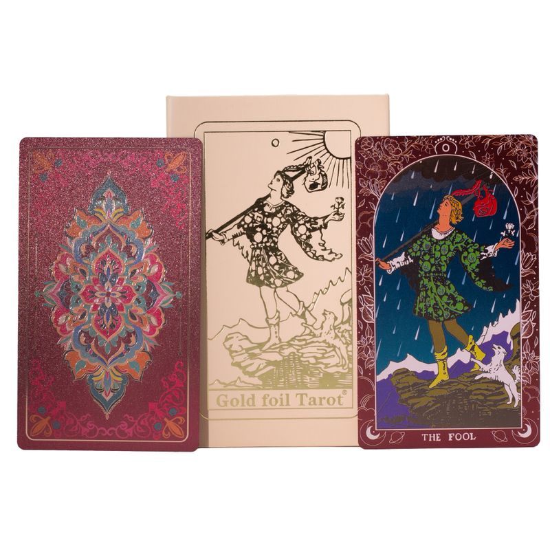 Ružičasta kutija s rubin folijom za tarot karte - set poklon kutija s priručnikom