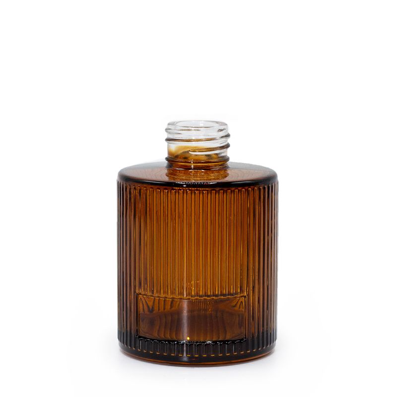 150ml rebrasta okrugla bočica za difuzor s štapićima (vrat promjera 28 mm) - jantar