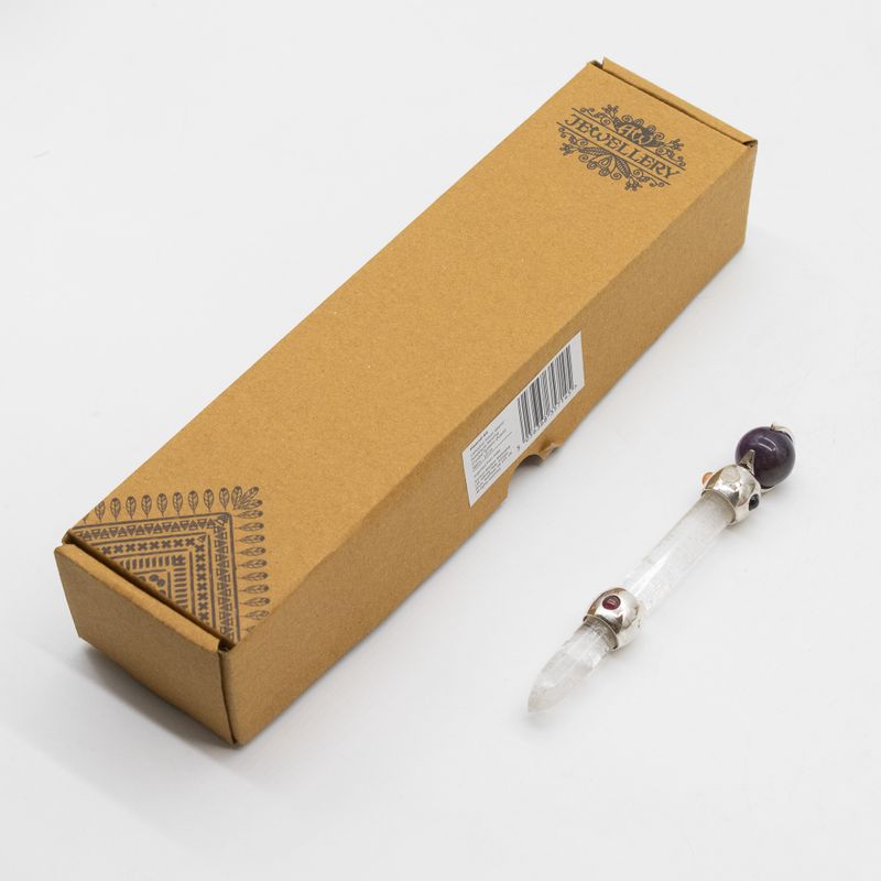 Nebeski štap s prizmom - ametist pokretna kristalna sfera štap od kvarca - 12 cm