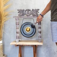 Mali iscjeljujući gong na stalku - 25 cm - Crni