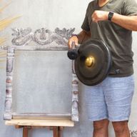 Srednji gong sa stalkom - 35 cm - Crni