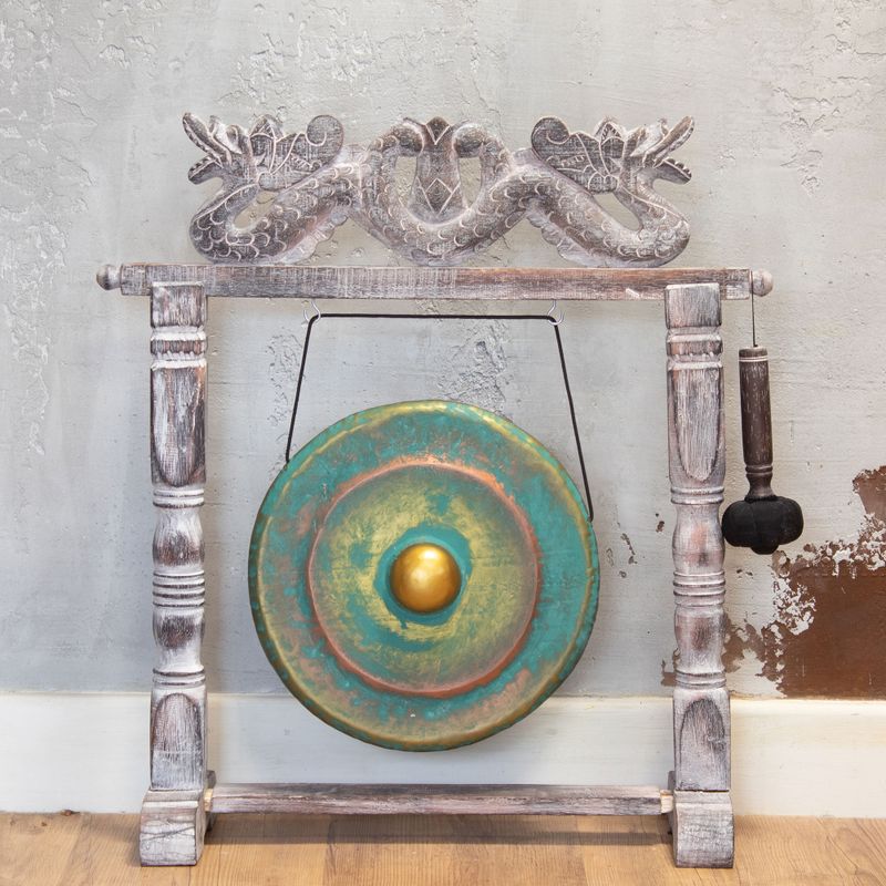 Srednji gong na stalku - 35 cm - Zeleni lak