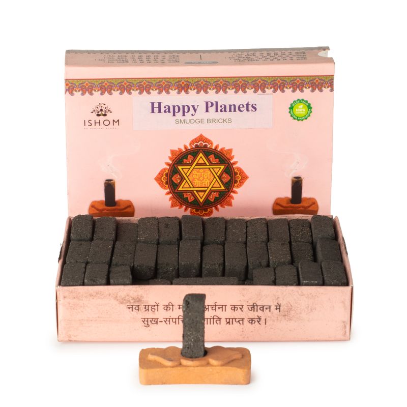 Pakiranje od 104 prirodnih cigli za dimljenje tamjana i plamenik - Happy Planets - Ritualne cigle