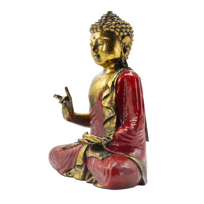 Crveno-zlatni Buda - Ekstra velik 30 cm - Abhaya Mudra (Bez straha)