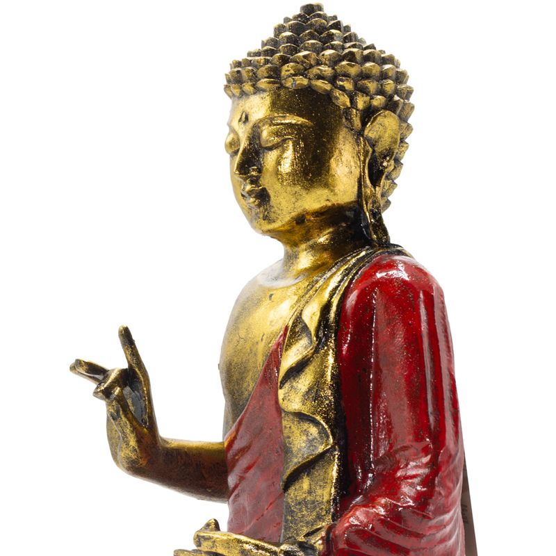 Crveno-zlatni Buda - Ekstra velik 30 cm - Abhaya Mudra (Bez straha)