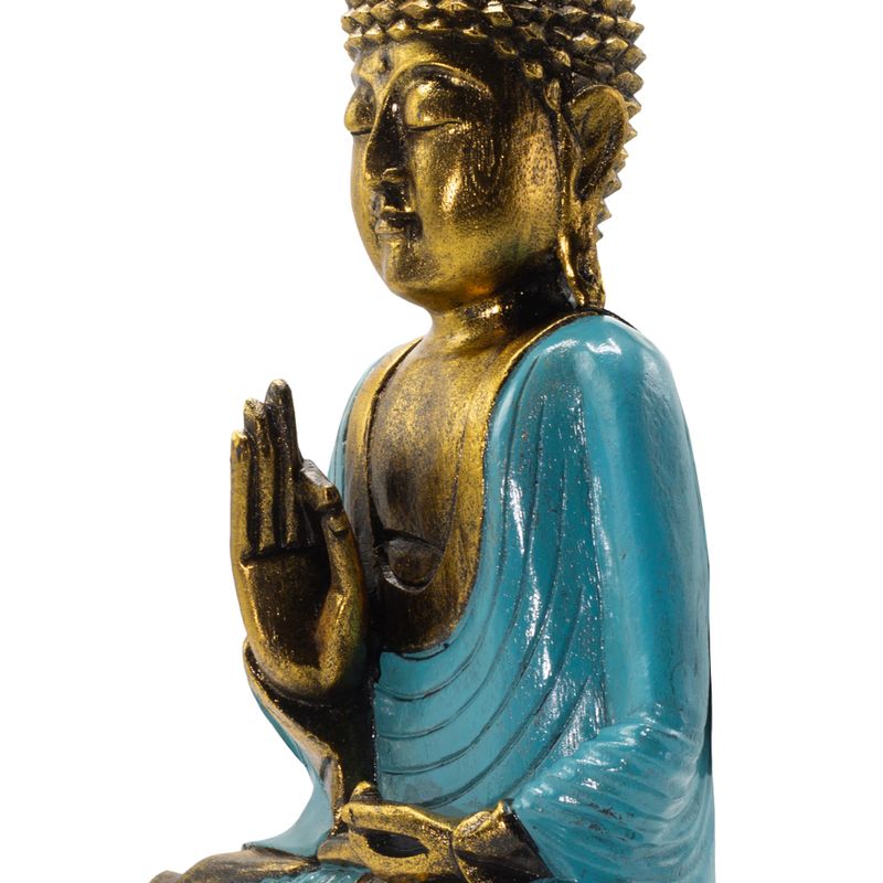 Buda u tirkizno-plavoj i zlatnoj boji - Ekstra veliki 40 cm - Vitarka Mudra (Mudra mudrosti)