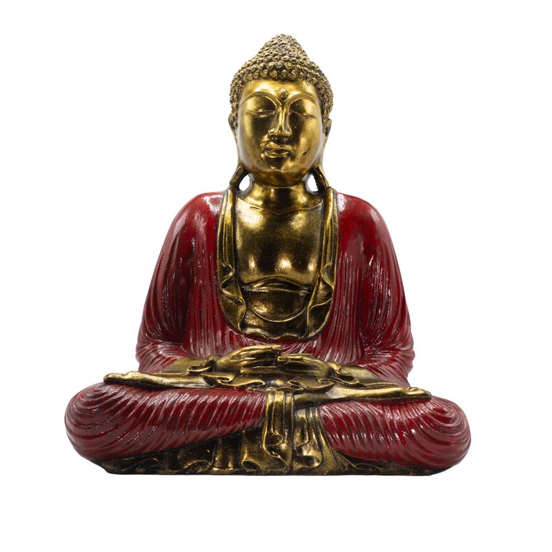 Crveni i zlatni Buda - Ekstra veliki 40 cm - Duyana Mudra (Meditacija)