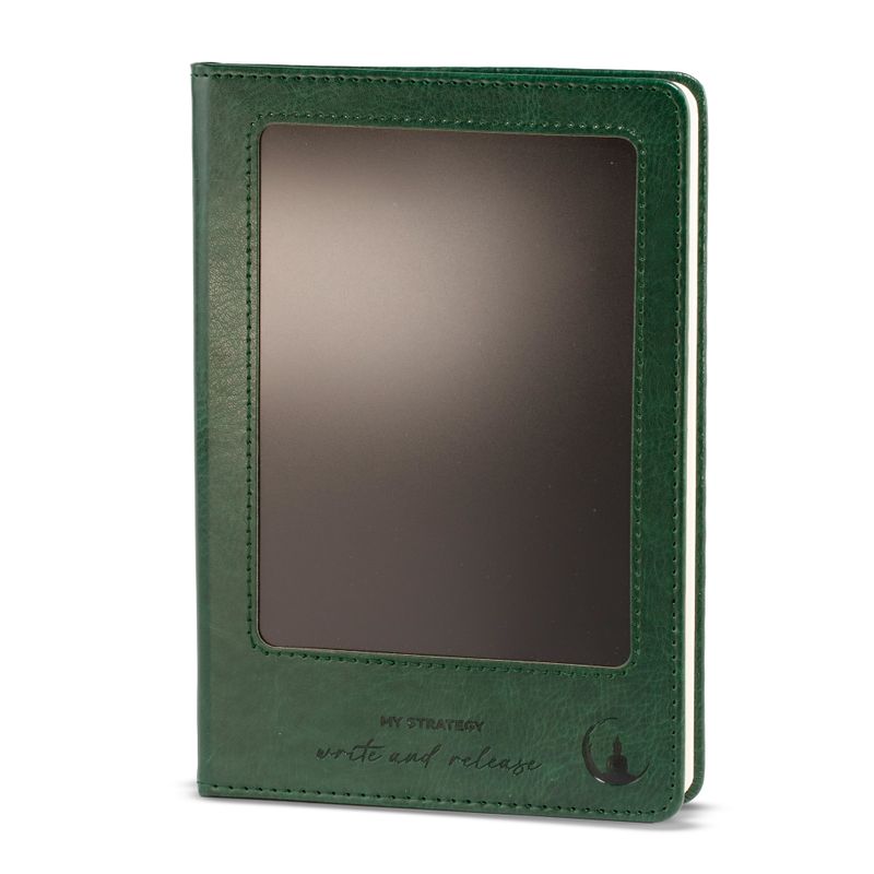 Knjiga namjere - LCD brisač zaslona - Zeleni kožni efekt - mesing lišće - 80 listova