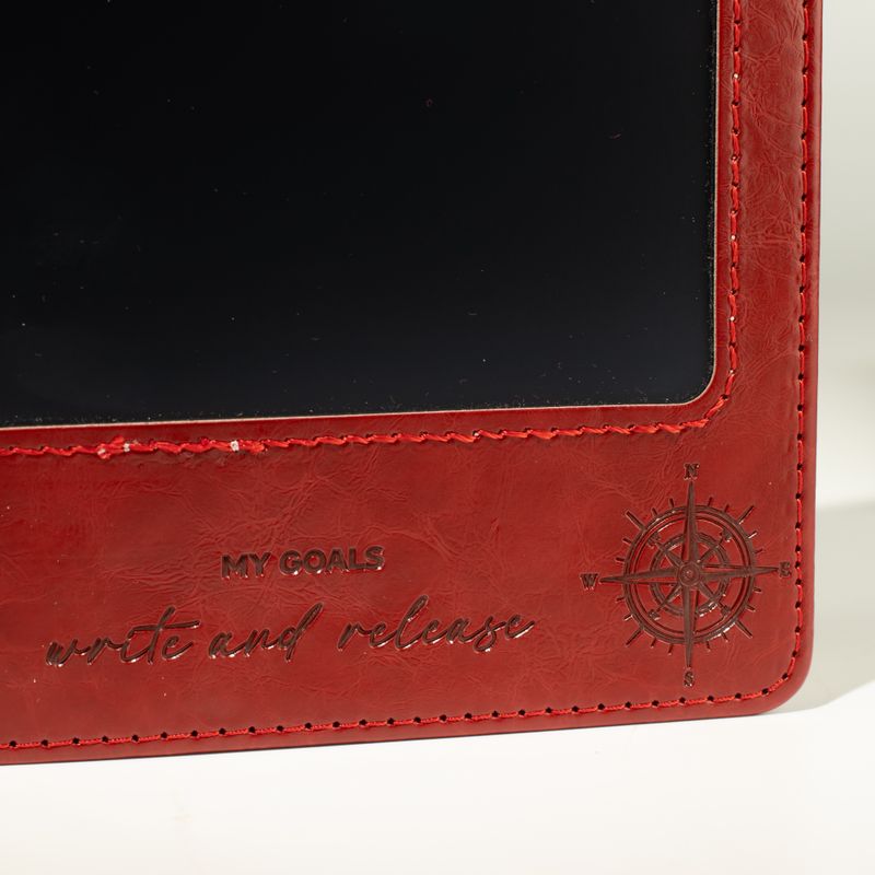 A5 Bilježnica namjere - LCD brisač zaslona - crveni kožni efekt - 80 listova