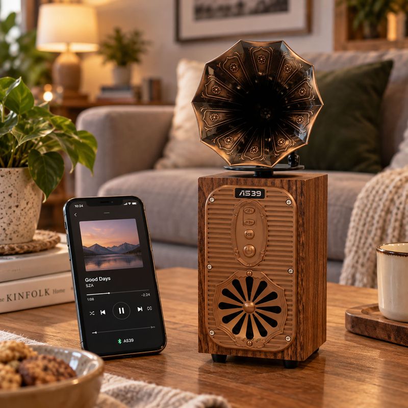 Retro visoki gramofonski zvučnik (Izuzetno glasno) - Bluetooth - 8 vata