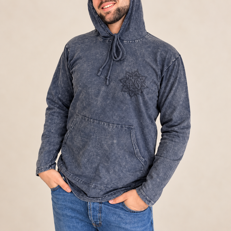 Mala kameno oprana hoodie majica s kangaroo džepom - prašnjasto ljubičasta