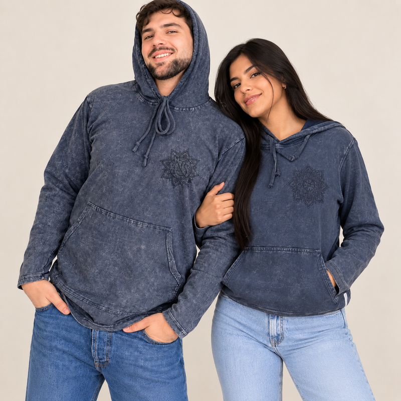 Mala kameno oprana hoodie majica s kangaroo džepom - prašnjasto ljubičasta