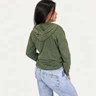 Mala kameno oprana hoodie majica s džepom kangaroo - vintage teal boja