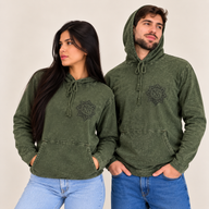 Mala kameno oprana hoodie majica s džepom kangaroo - vintage teal boja