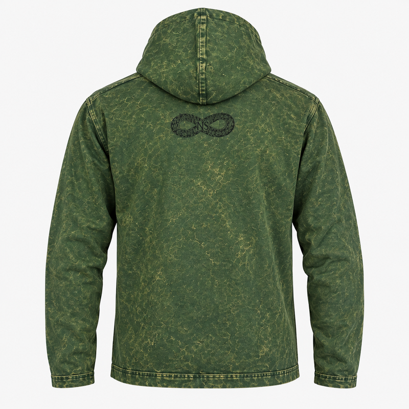 Mala kameno oprana hoodie majica s džepom kangaroo - vintage teal boja